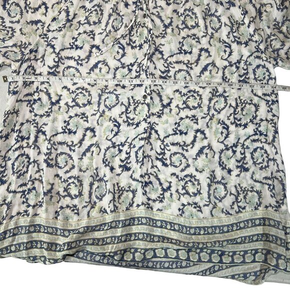 Lucky Brand Top Womens 1X Multicolor Boho Print Flowy Popover Blouse Long Sleeve - Picture 7 of 9